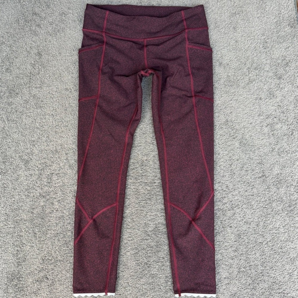 Lululemon Speed Up Tight Burgundy Black Speckle‎ Scalloped Hem Leggings Size 8